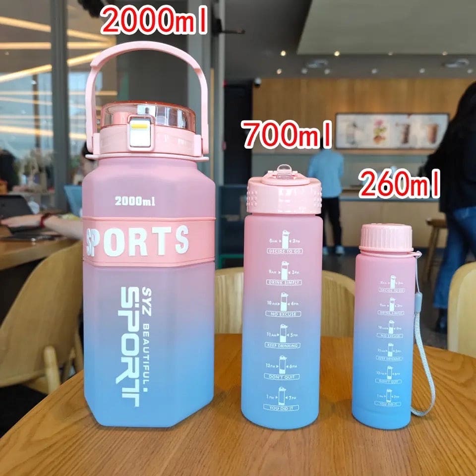 Set Of 3 Sport Water Bottle With Straw, Modernist Ombre Letter Graphic Drinking Bottle, Outdoor Gradient Drink Bottle, Large Capacity Water Dispenser Bottle Set Of 3 Sport Water Bottle With Straw, Modernist Ombre Letter Graphic Drinking Bottle, Outdoor Gradient Drink Bottle, Large Capacity Water Dispenser Bottle